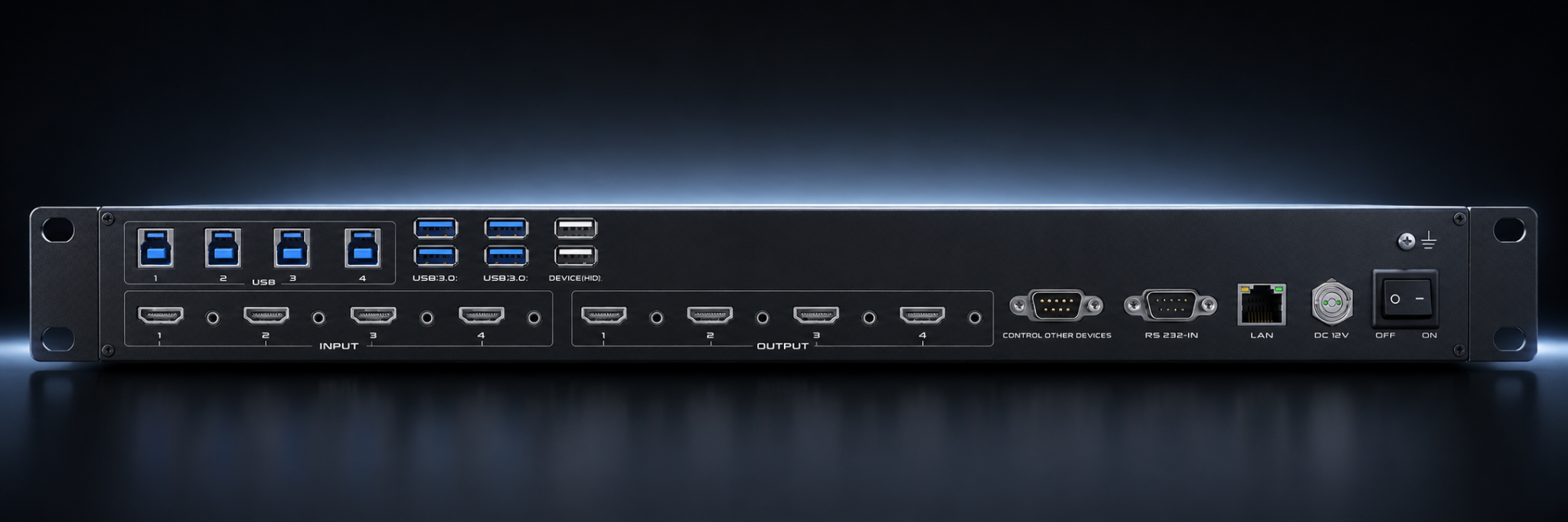 HK4400_B 4×4 4K30 USB 3.0 KVM Seamless Matrix Product View